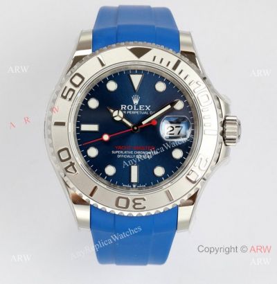 EW Factory Rolex Yacht Master 40mm Swiss 3235 904L Blue Rubber Watch AAA Replica